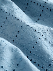 Blue Off Shoulder Broderie Mini Dress - Image 9 of 10