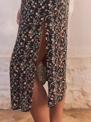 Black/Pink Ruffle Midi Slip Summer Dress - Image 5 of 8
