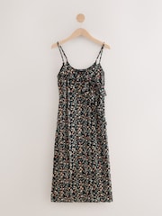 Black/Pink Ruffle Midi Slip Summer Dress - Image 6 of 8