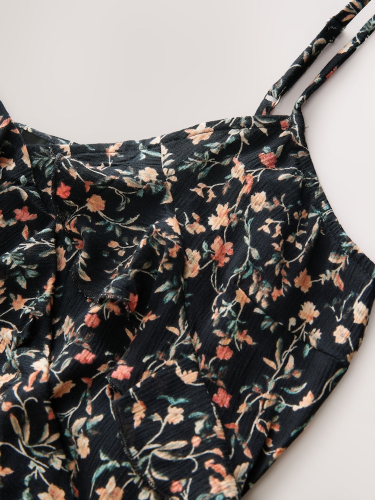 Black/Pink Ruffle Midi Slip Summer Dress - Image 8 of 8