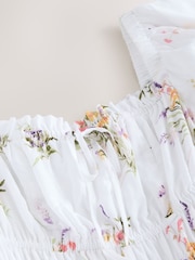 White Ground Puff Sleeve Midi Dress - Image 10 of 10