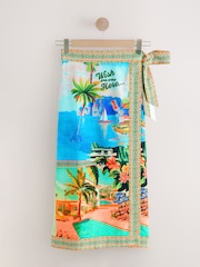 Multi Bright 100% Cotton Wrap Midi Skirt - Image 6 of 8