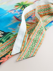 Multi Bright 100% Cotton Wrap Midi Skirt - Image 8 of 8