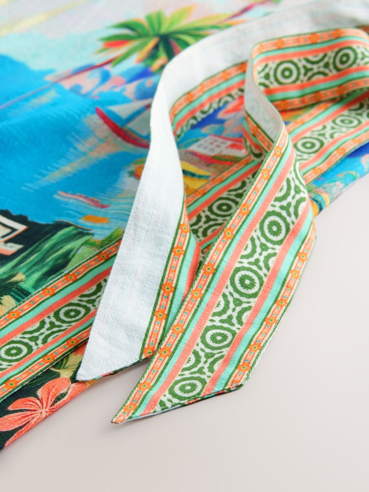 Multi Bright 100% Cotton Wrap Midi Skirt - Image 8 of 8