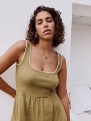 Verde cáqui - Vestido de verão Jersey Midi - Imagem 5 de 8