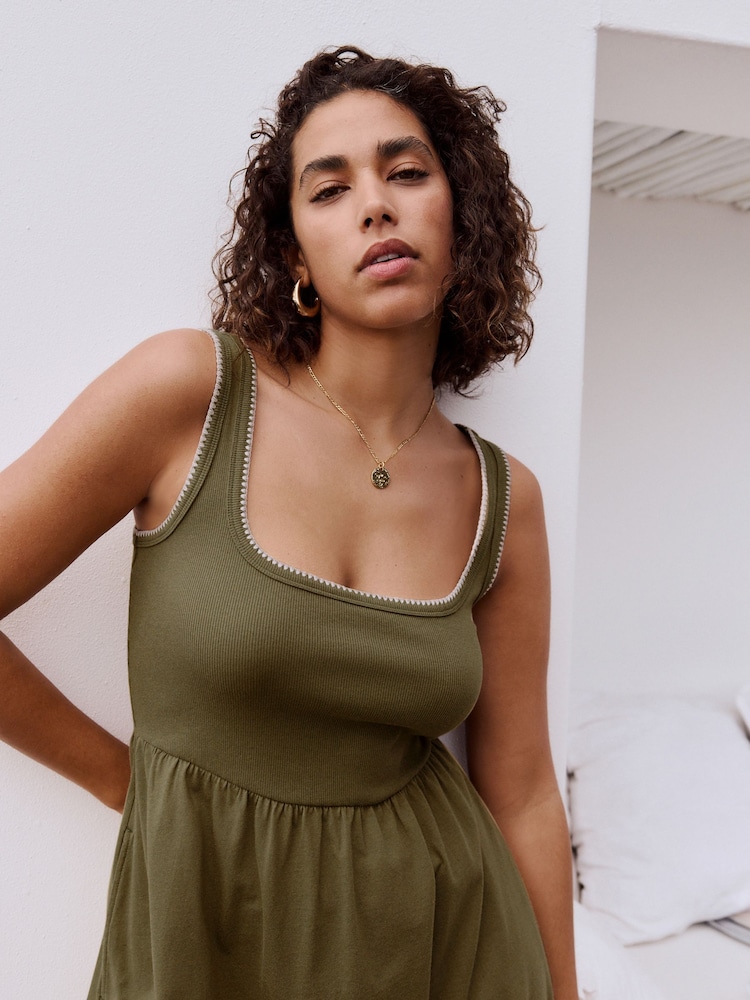 Buy Khaki Green Jersey Midi Summer Dress from Next USA