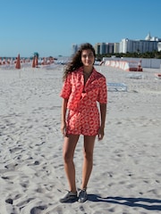 Red/Pink Summer Shirt With Linen - Image 5 of 12