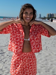 Red/Pink Summer Shirt With Linen - Image 6 of 12