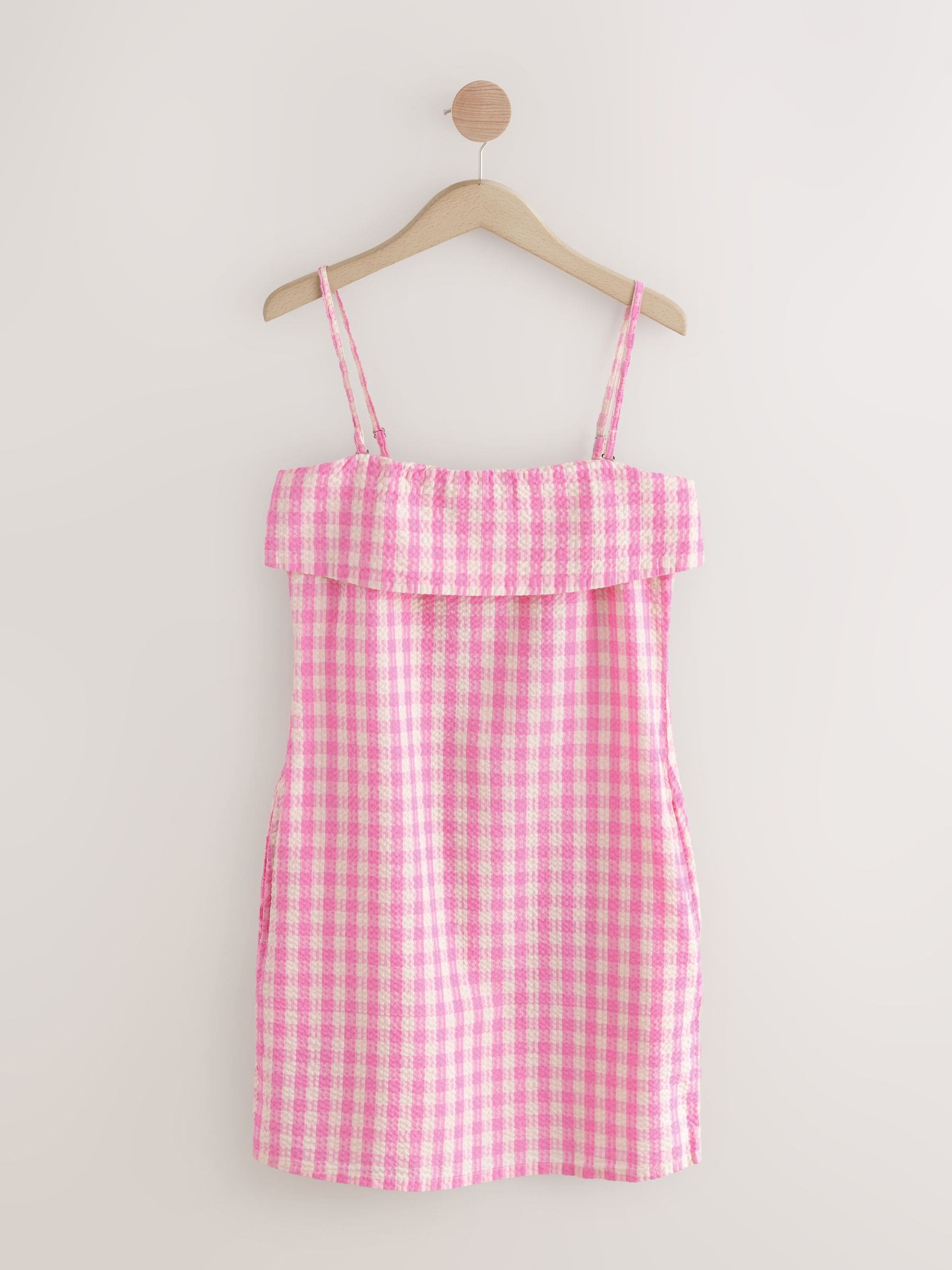 Buy Pink Gingham Check Seersucker Bandeau Shift Dress from Next USA