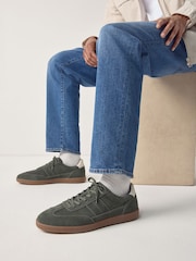 Khaki Green Suede Smart Casual Trainers - Image 1 of 1