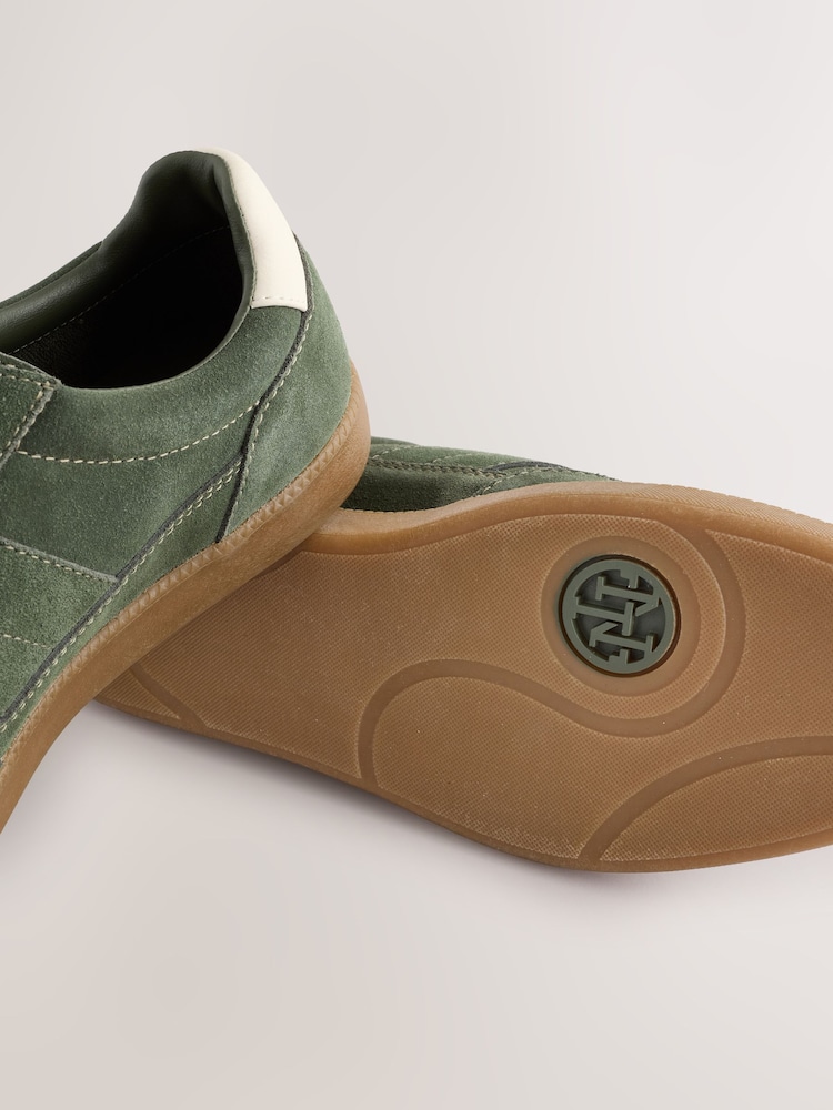 Khaki Green Suede Smart Casual Trainers - Image 6 of 6
