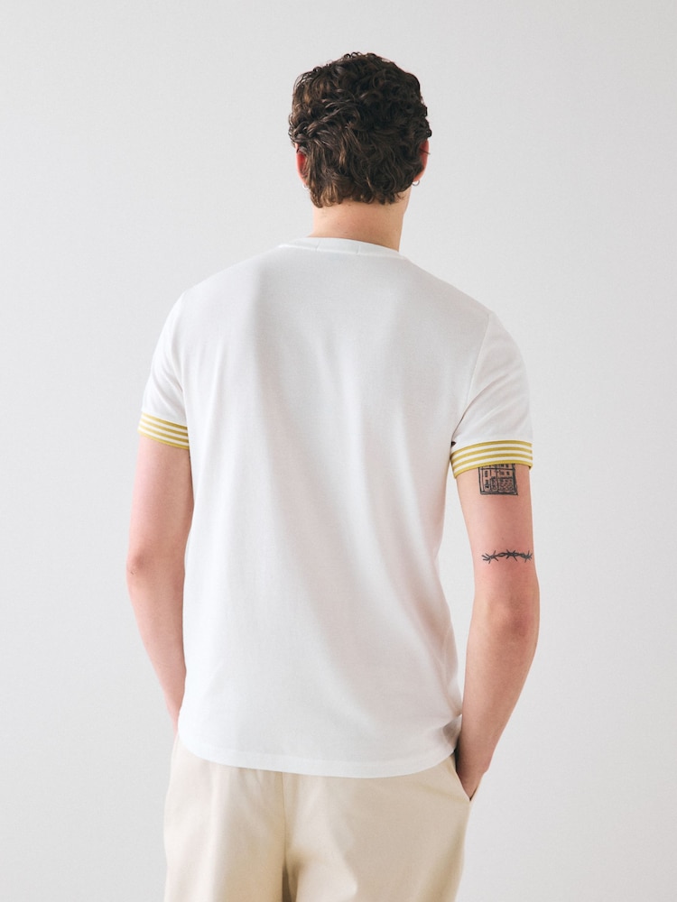 Fred Perry Striped Cuff T-Shirt - Image 2 of 5 Fred Perry Striped Cuff T-Shirt - Image 2 of 5