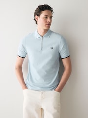 Fred Perry Crepe Pique Zip Neck Polo Shirt - Image 1 of 6