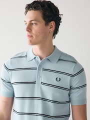 Fred Perry Striped Knitted Polo Shirt - Image 4 of 6