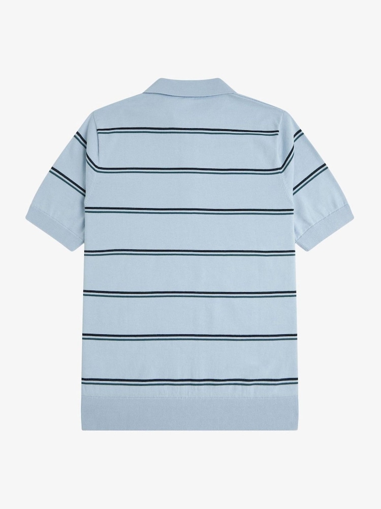 Fred Perry Striped Knitted Polo Shirt - Image 6 of 6