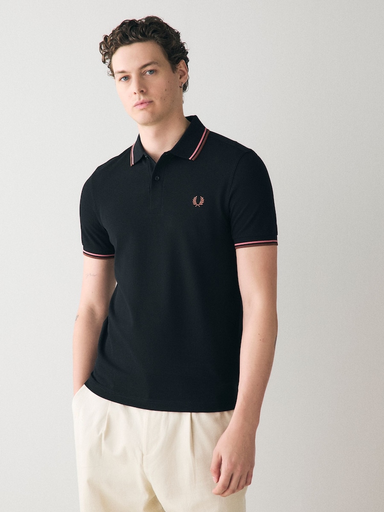 Темно-черный - Рубашка поло с контрастной отделкой Fred Perry - Image 1 of 7