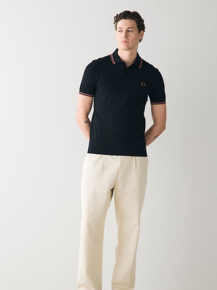 Темно-черный - Рубашка поло с контрастной отделкой Fred Perry - Image 2 of 7