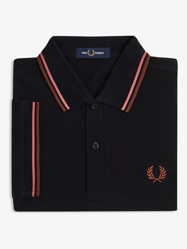 Темно-черный - Рубашка поло с контрастной отделкой Fred Perry - Image 7 of 7