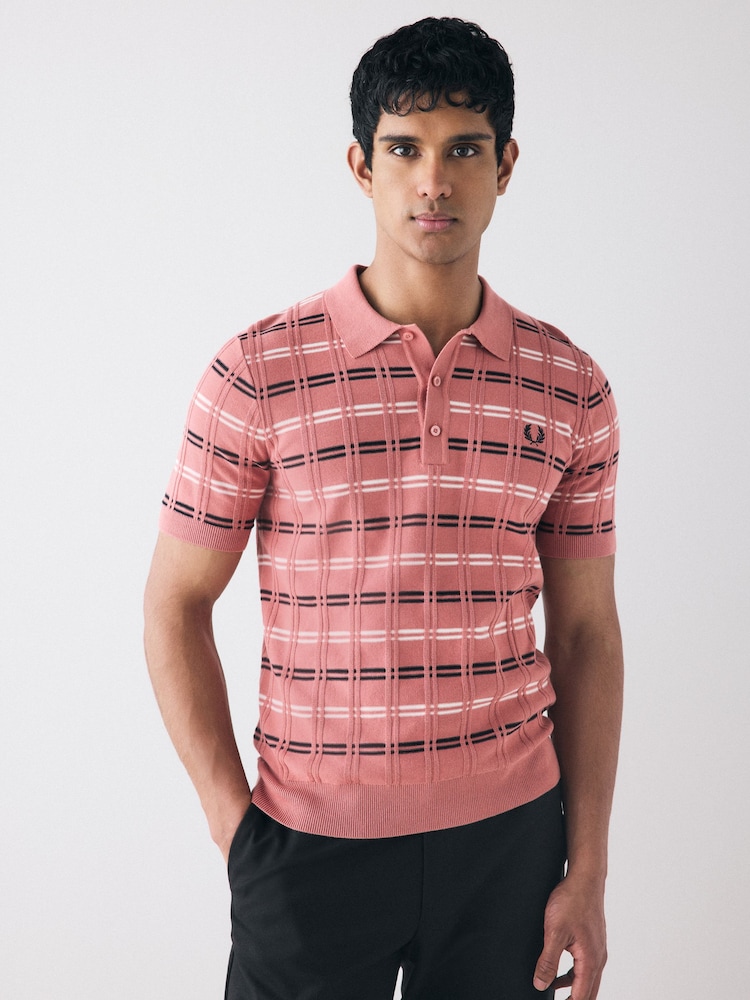 Fred Perry Striped Rib Knitted Polo shirt - Image 1 of 6