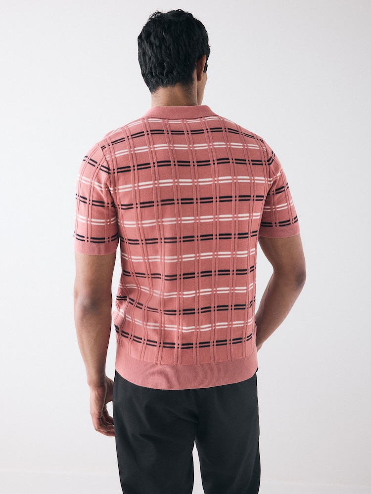 Fred Perry Striped Rib Knitted Polo shirt - Image 3 of 6