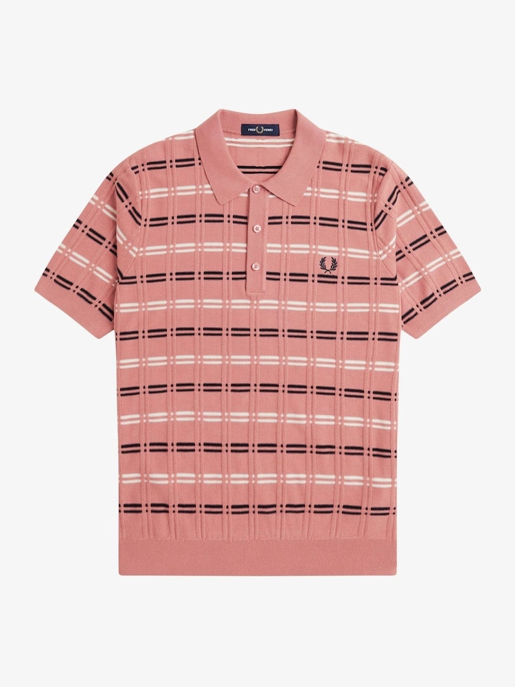 Fred Perry Striped Rib Knitted Polo shirt - Image 5 of 6
