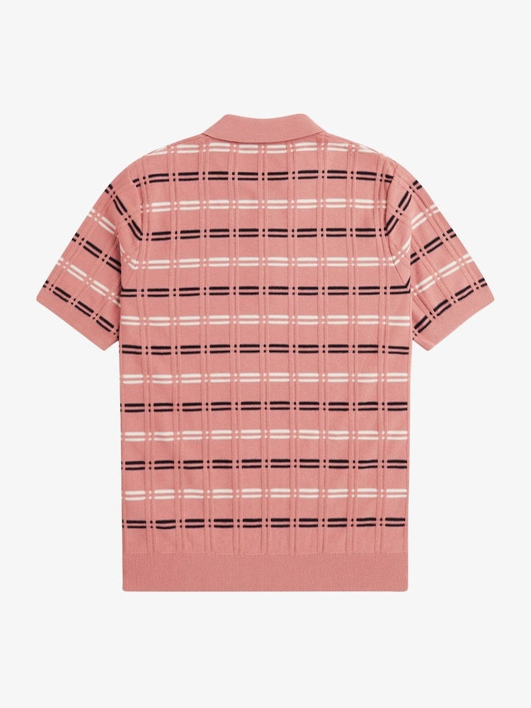 Fred Perry Striped Rib Knitted Polo shirt - Image 6 of 6