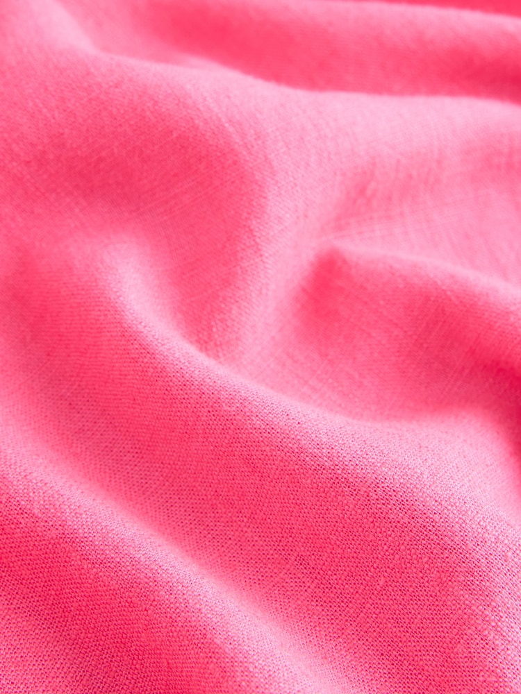 Bright Pink Kaftan Mini Dress with Linen - Image 6 of 6
