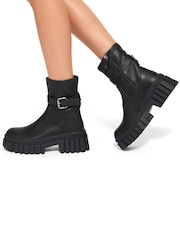 KG Kurt Geiger Tegan Sock Buckle Black Boots - Image 1 of 5