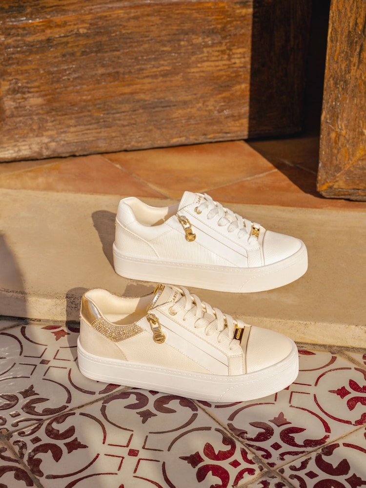 Carvela Statement Zip White Trainers - Image 1 of 6