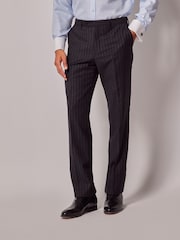 Hawes & Curtis Slim Chalk Stripe Black Suit Trousers - Imagen 1 de 3