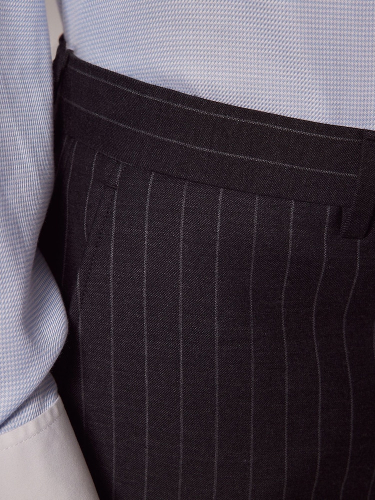 Hawes & Curtis Slim Chalk Stripe Black Suit Trousers - Imagen 3 de 3