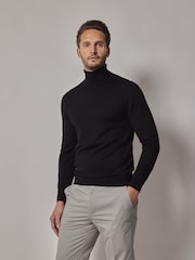 Hawes & Curtis Roll Neck Merino Black Jumper - Image 1 of 3