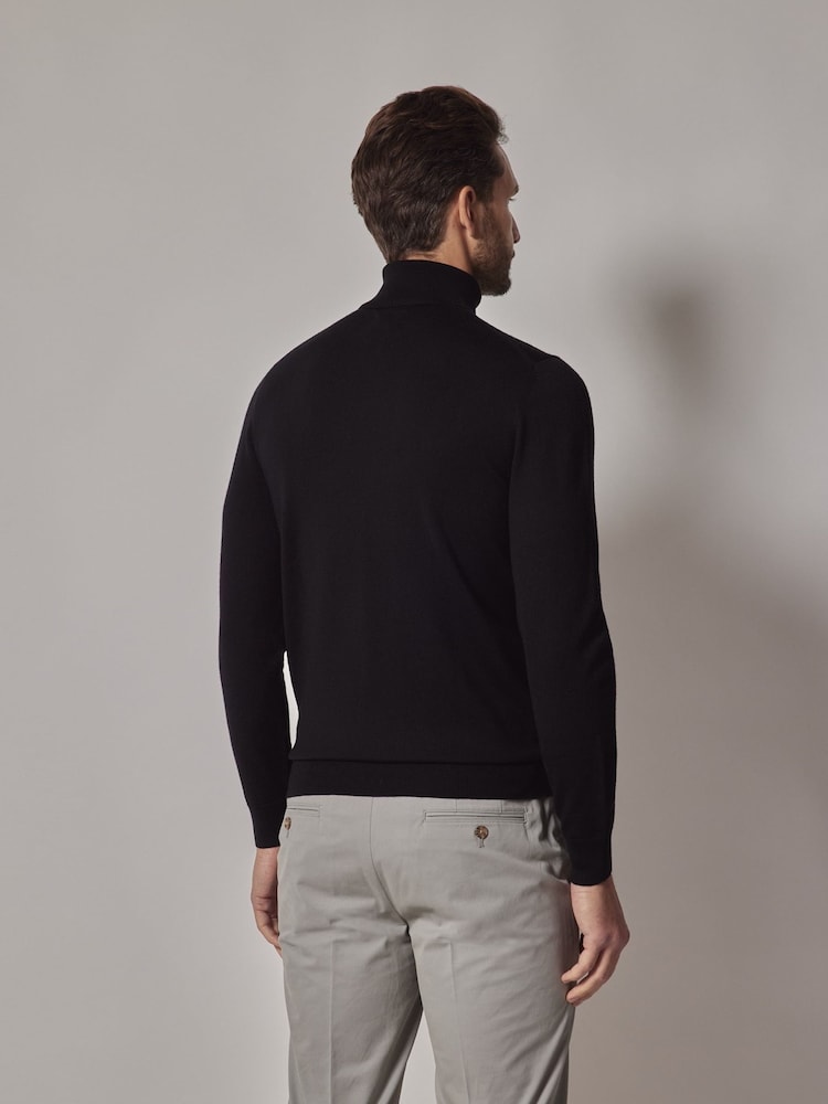 Hawes & Curtis Roll Neck Merino Black Jumper - Image 2 of 3