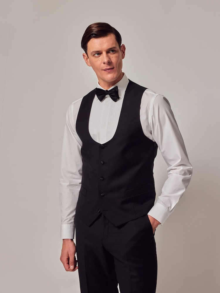 Hawes & Curtis Slim Dinner Black Waistcoat - Image 1 of 3