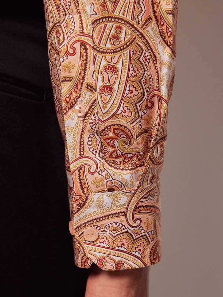 Hawes & Curtis Pink Royal Paisley 100% Cotton Shirt - Image 4 of 4