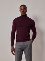 Hawes & Curtis Red Roll Neck Merino Jumper - Image 1 of 3