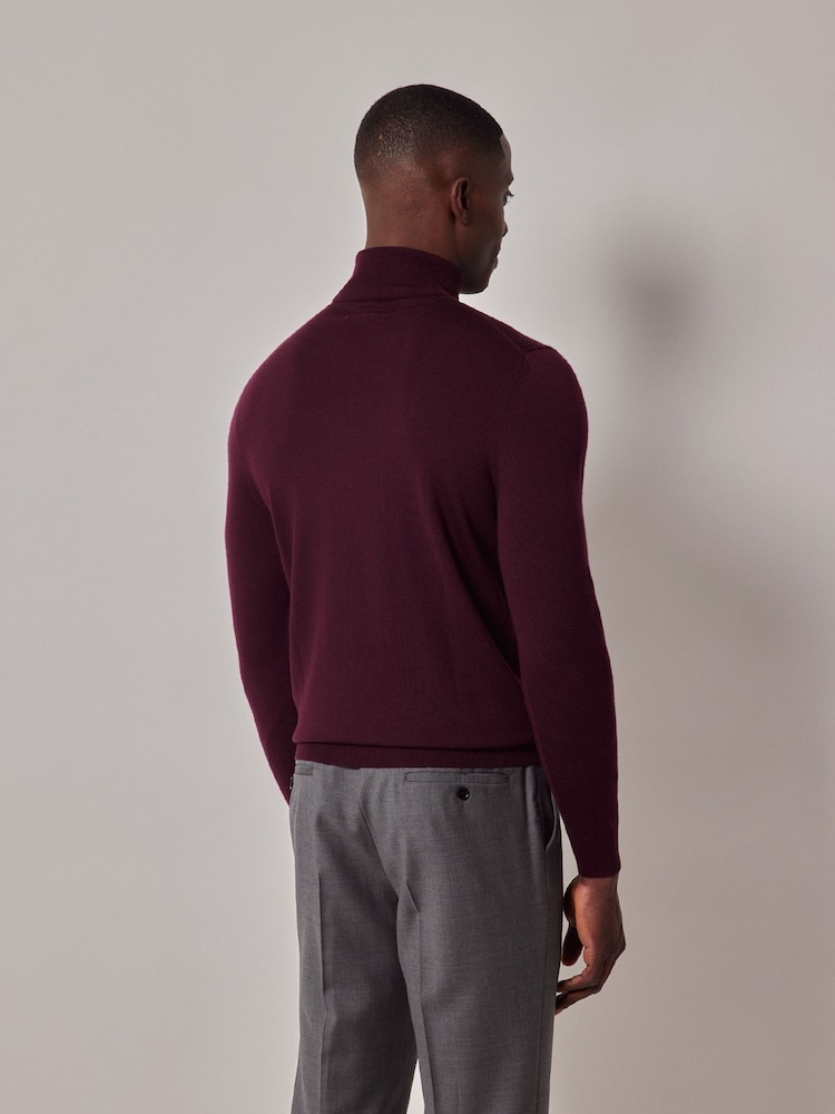 Hawes & Curtis Red Roll Neck Merino Jumper - Image 2 of 3