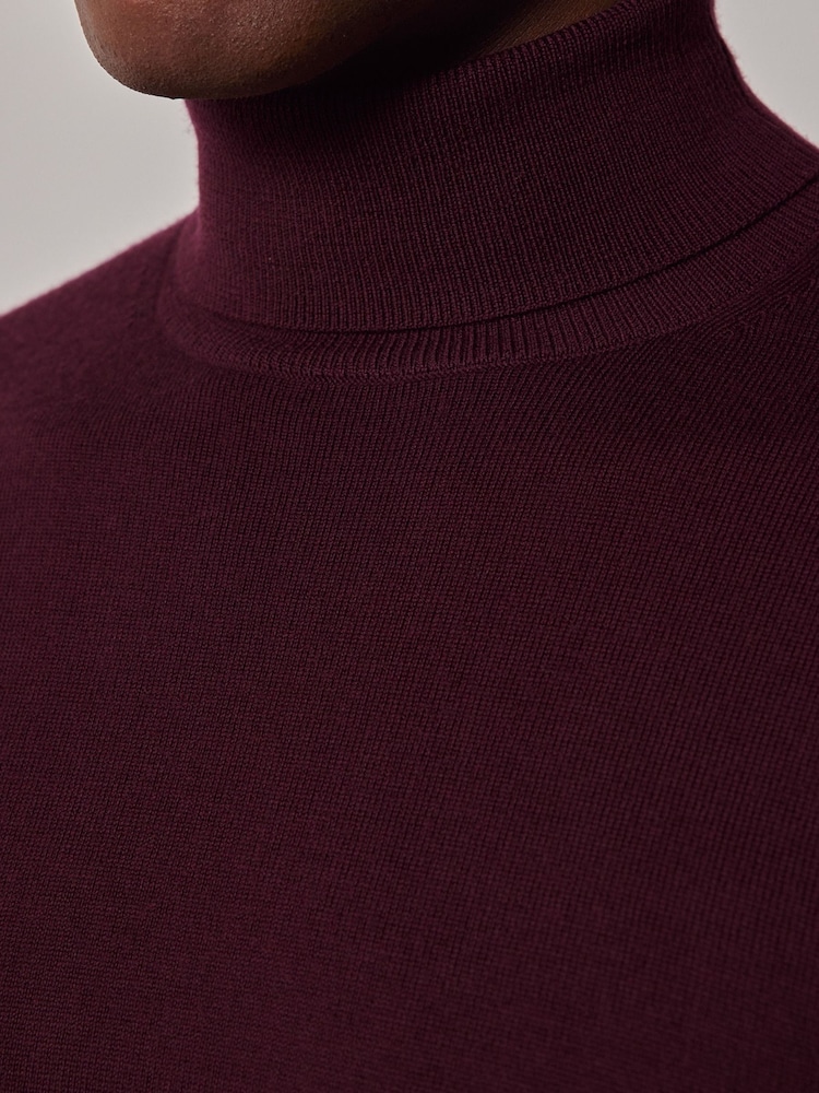Hawes & Curtis Red Roll Neck Merino Jumper - Image 3 of 3