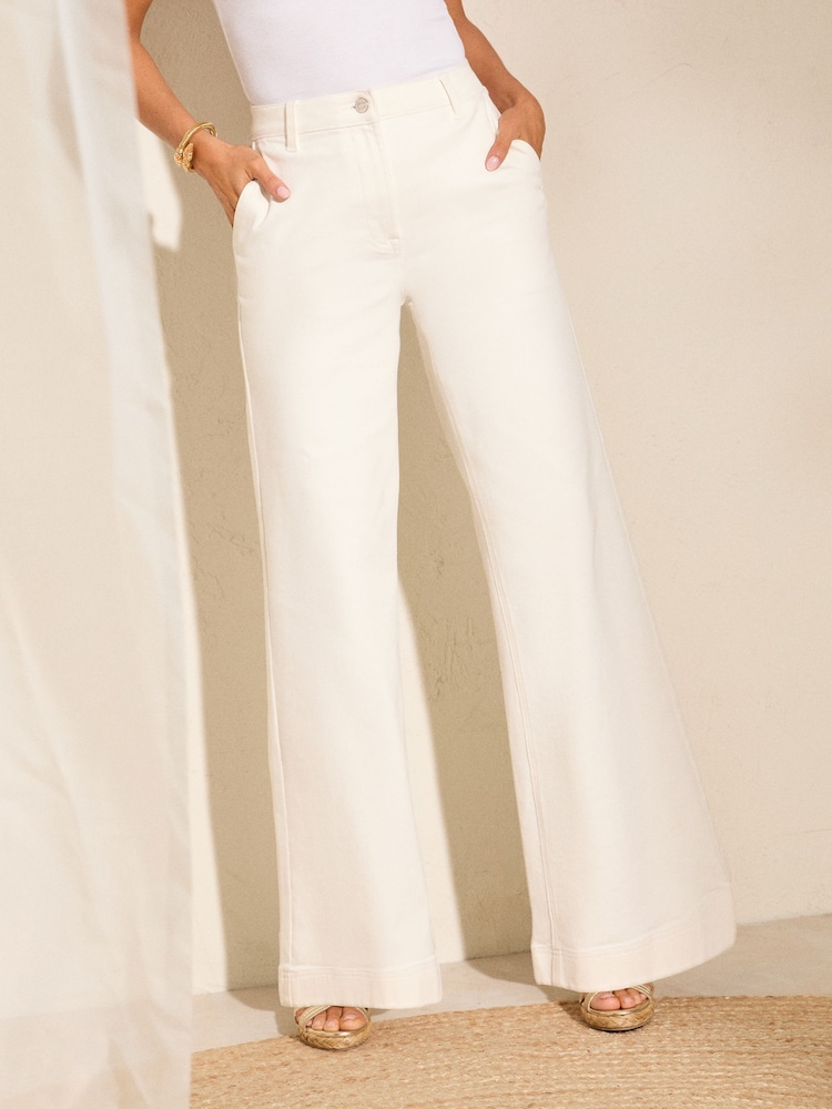 Friends Like These Cream Smart Wide Leg Jeans - Image 2 of 5
