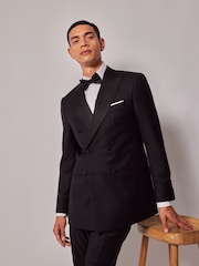 Hawes & Curtis Slim Dinner Double Breasted Black Suit Jacket - Image 1 of 3
