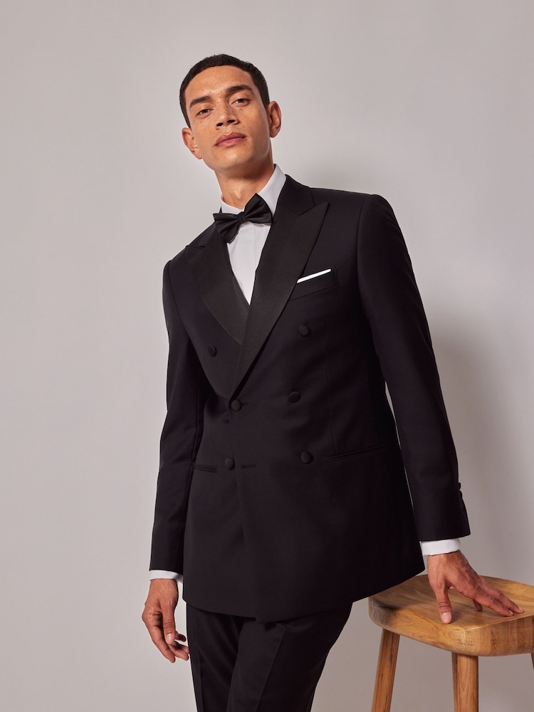 Hawes & Curtis Slim Dinner Double Breasted Black Suit Jacket - Image 1 of 3 Hawes & Curtis Slim Dinner Double Breasted Black Suit Jacket - Image 1 of 3