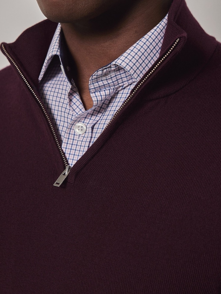 Hawes & Curtis Red Merino 1/2 Zip Jumper - Image 3 of 3