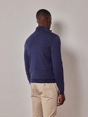 Hawes & Curtis Blue Merino 1/2 Zip Jumper - Image 2 of 3