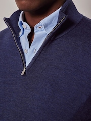 Hawes & Curtis Blue Merino 1/2 Zip Jumper - Image 3 of 3