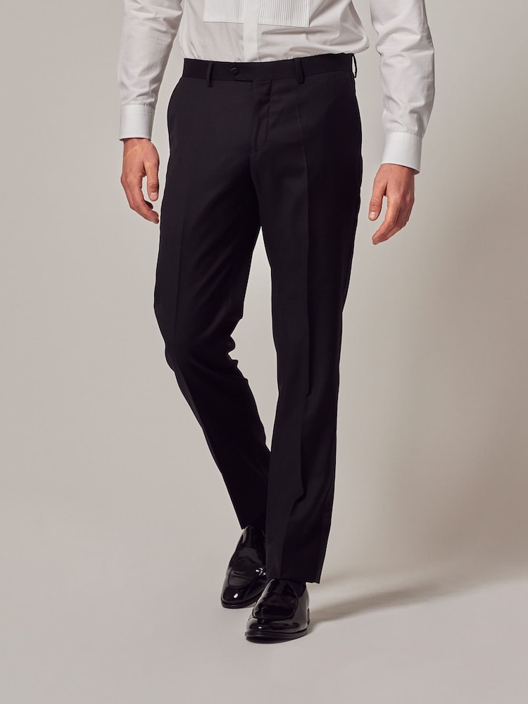 Hawes & Curtis Slim Dinner Black Suit Trousers With Belt Loops - Image 1 of 3 Hawes & Curtis Slim Dinner Black Suit Trousers With Belt Loops - Image 1 of 3