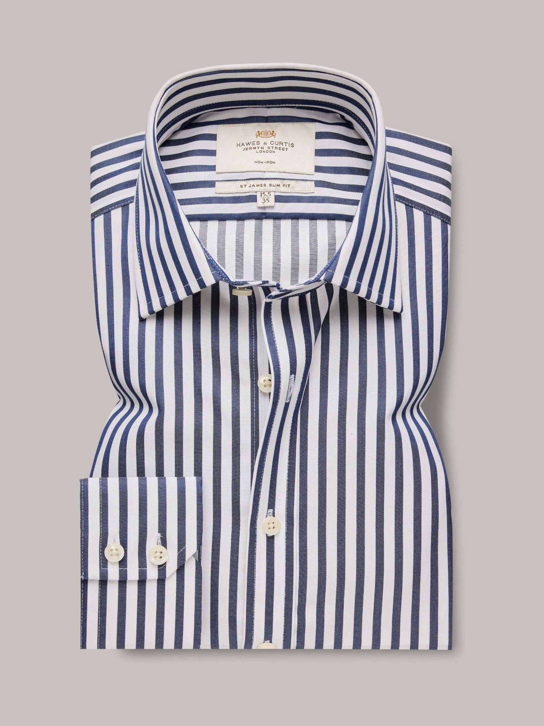 Buy Hawes & Curtis Slim Non-Iron Bold Stripe 100% Cotton