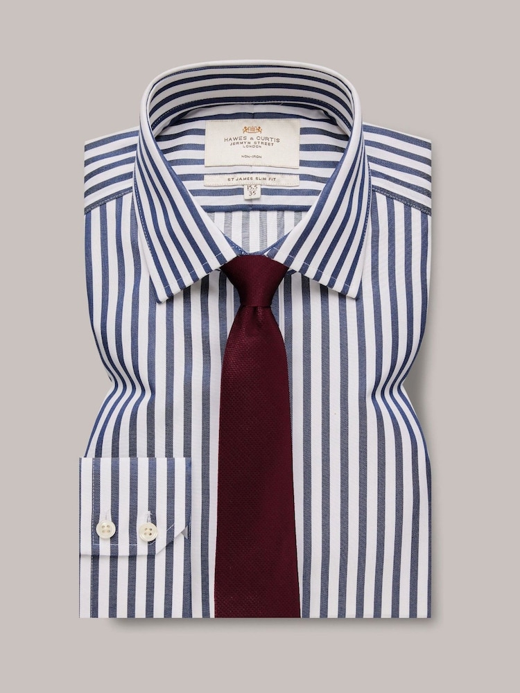 Hawes & Curtis Slim Non-Iron Bold Stripe 100% Cotton Blue/White Shirt - Изображение 2 из 3