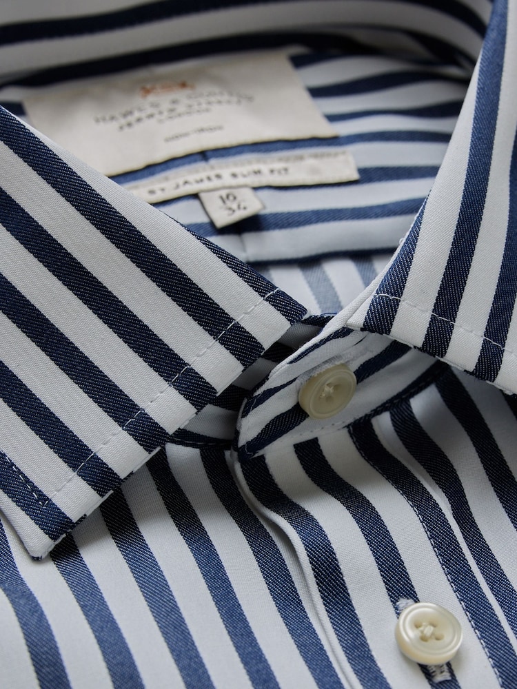 Hawes & Curtis Slim Non-Iron Bold Stripe 100% Cotton Blue/White Shirt - Изображение 3 из 3