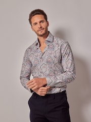 Hawes & Curtis Red/Blue Louix Paisley 100% Cotton Shirt - Image 1 of 3