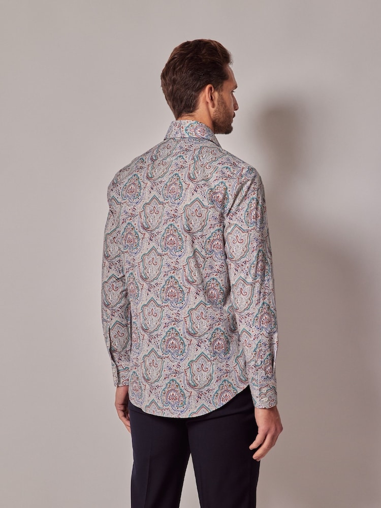 Hawes & Curtis Red/Blue Louix Paisley 100% Cotton Shirt - Image 2 of 3